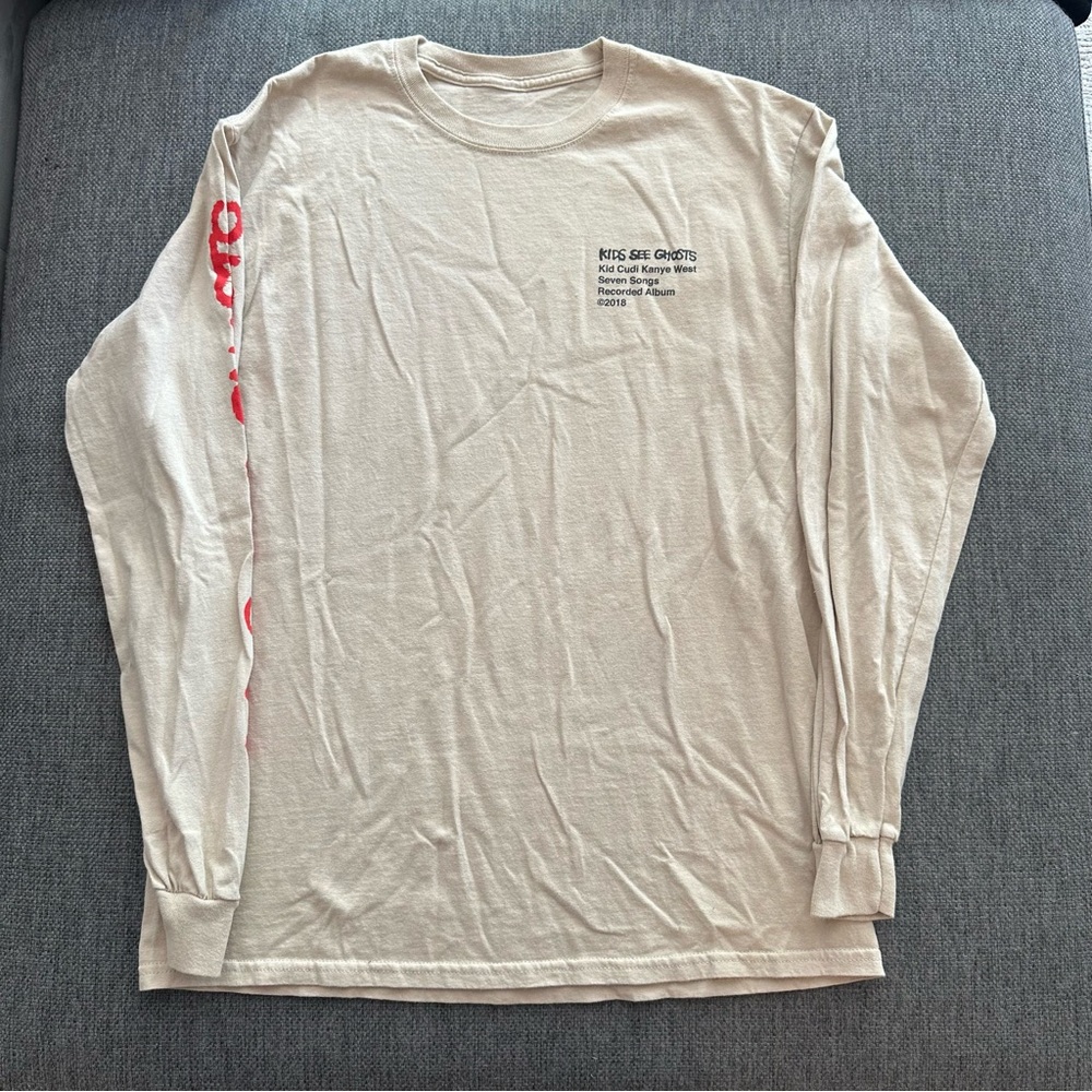 Kids See Ghosts Beige Long Sleeve Men's Shirt